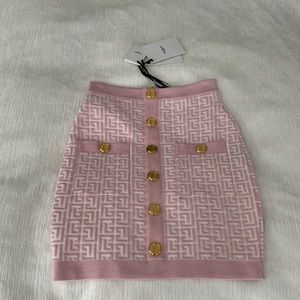 BALMAIN monogram knit pink skirt size 36